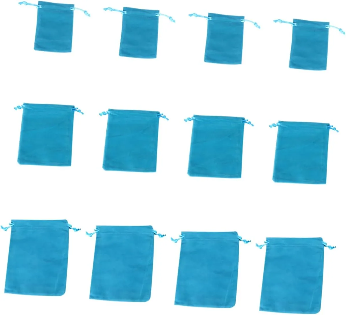 SAFIGLE 1set Lake Blue Velour Drawstring Bags Storage Pouches for Travel Organization Convenient Drawstring Design for Easy Access 12pcs