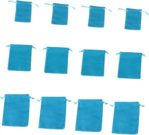 SAFIGLE 1set Lake Blue Velour Drawstring Bags Storage Pouches for Travel Organization Convenient Drawstring Design for Easy Access 12pcs