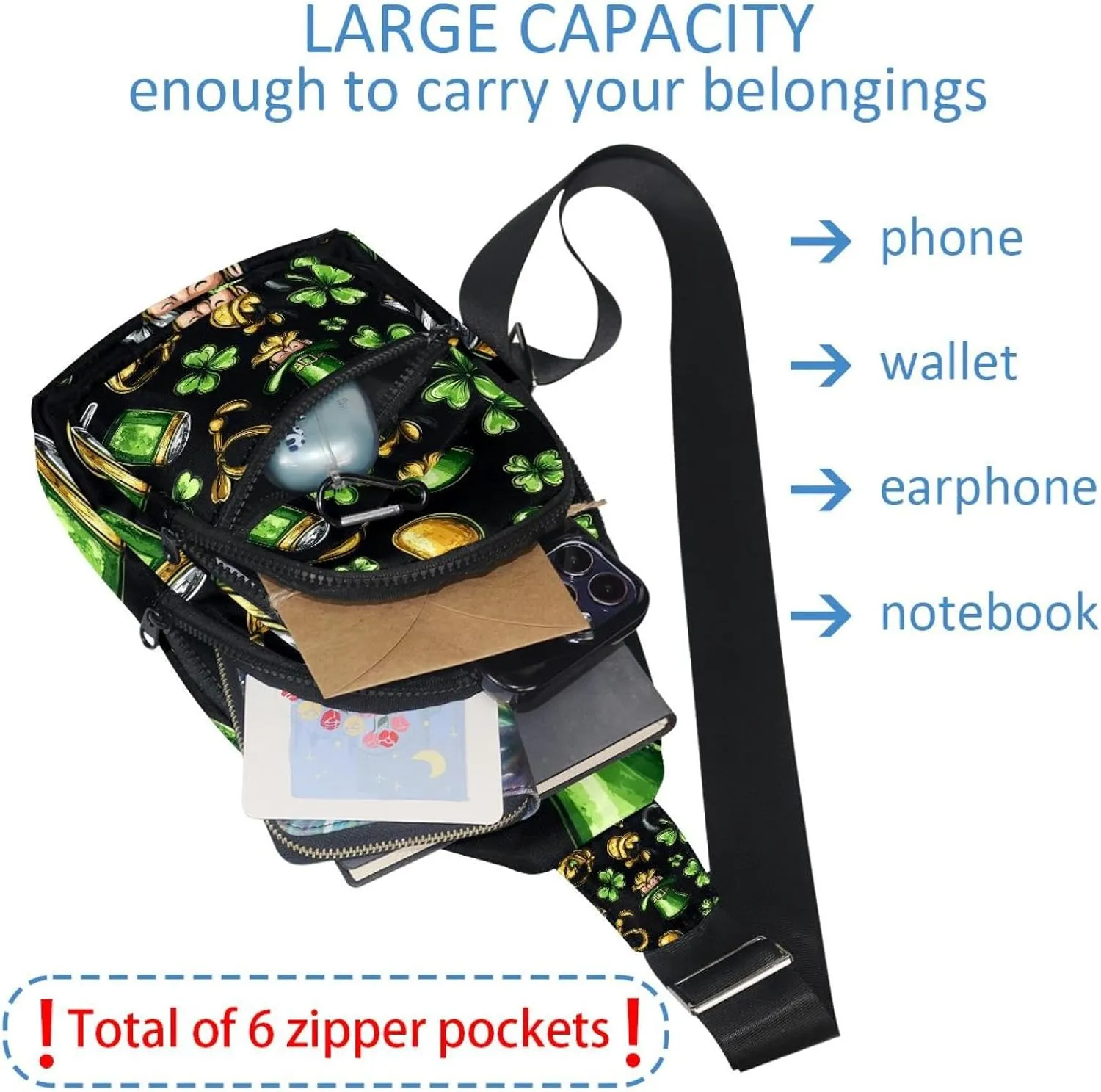 _Saint Patrick. Spring. March 17 (3) Sling Bag for Women Men Crossbody Shoulder Tote Blet Bags Backpack Fanny Pack Travel Purse