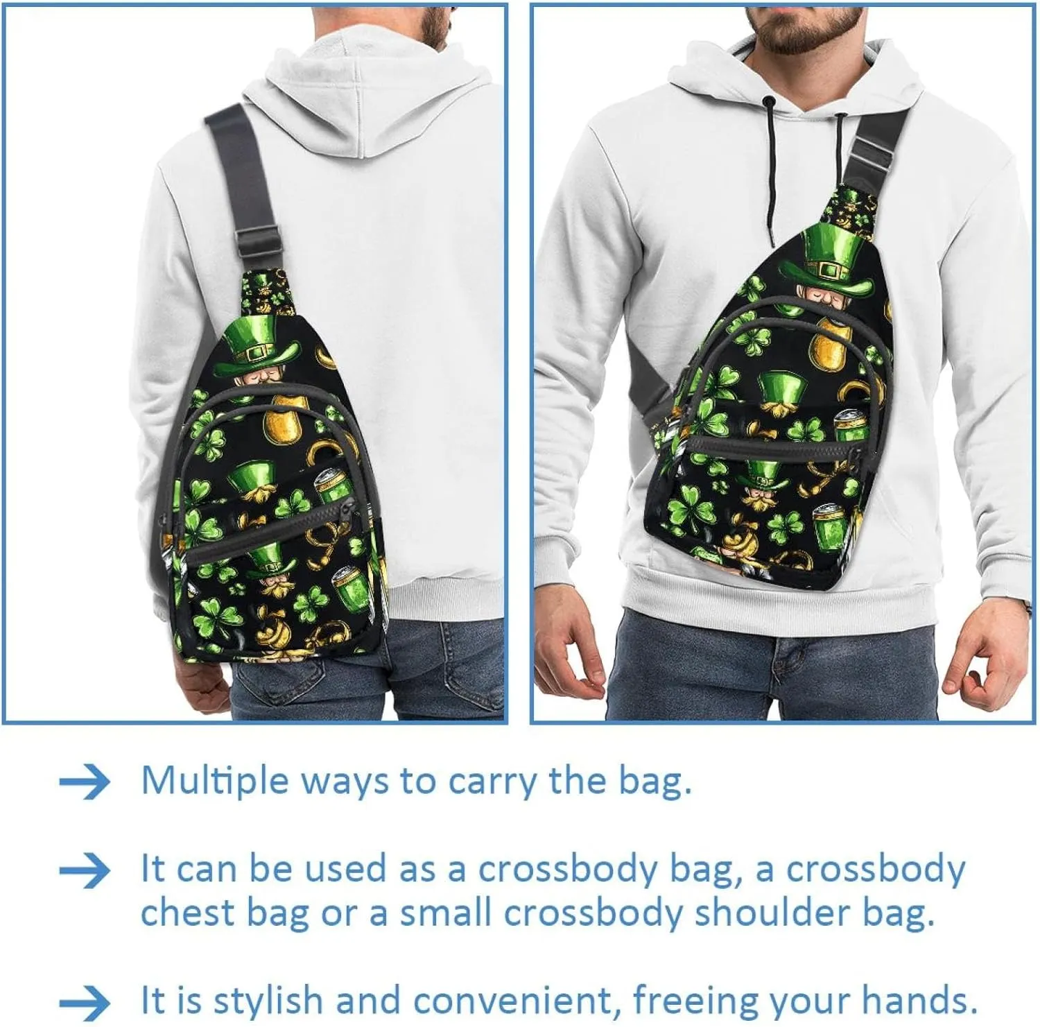 _Saint Patrick. Spring. March 17 (3) Sling Bag for Women Men Crossbody Shoulder Tote Blet Bags Backpack Fanny Pack Travel Purse