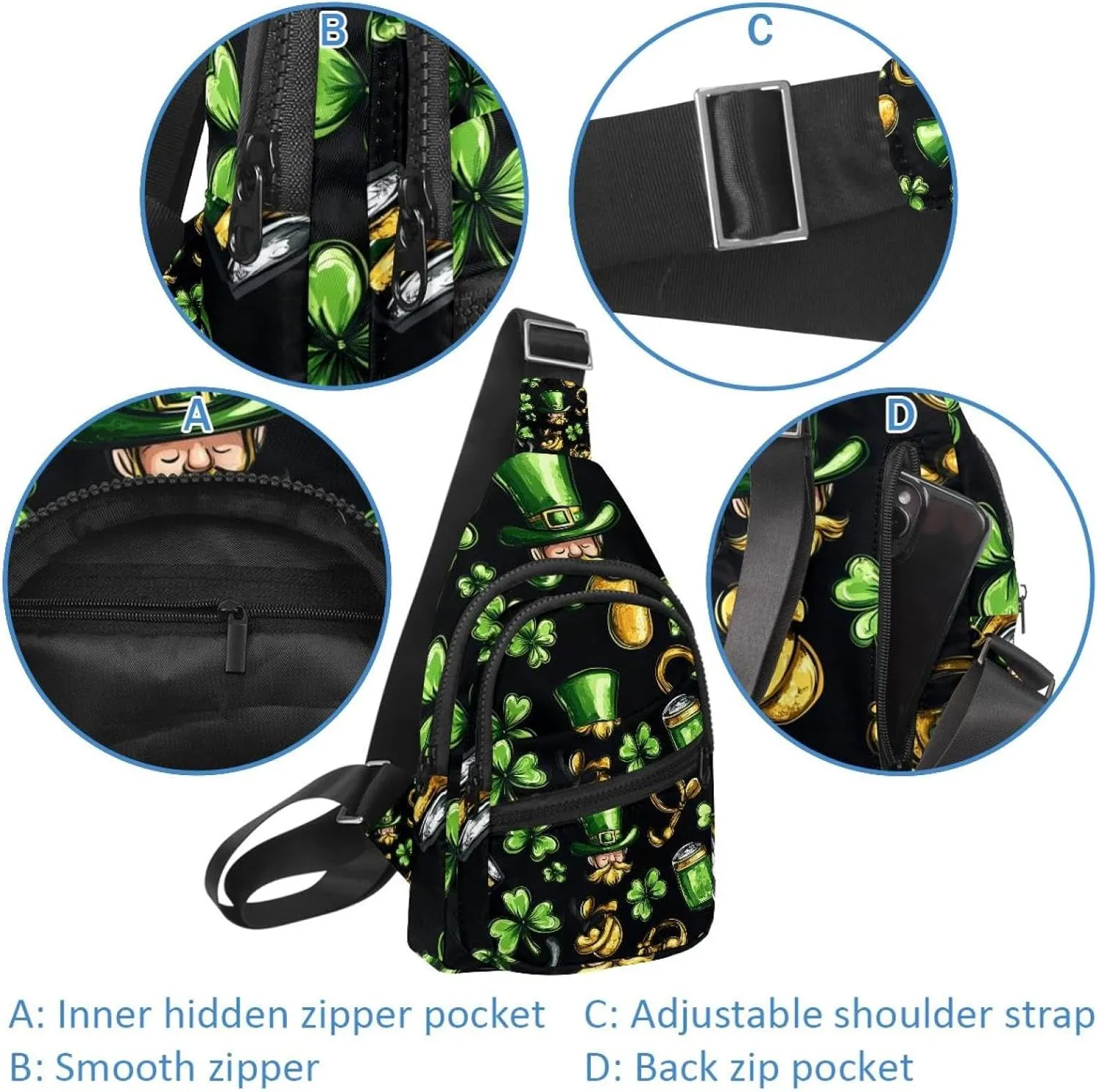 _Saint Patrick. Spring. March 17 (3) Sling Bag for Women Men Crossbody Shoulder Tote Blet Bags Backpack Fanny Pack Travel Purse