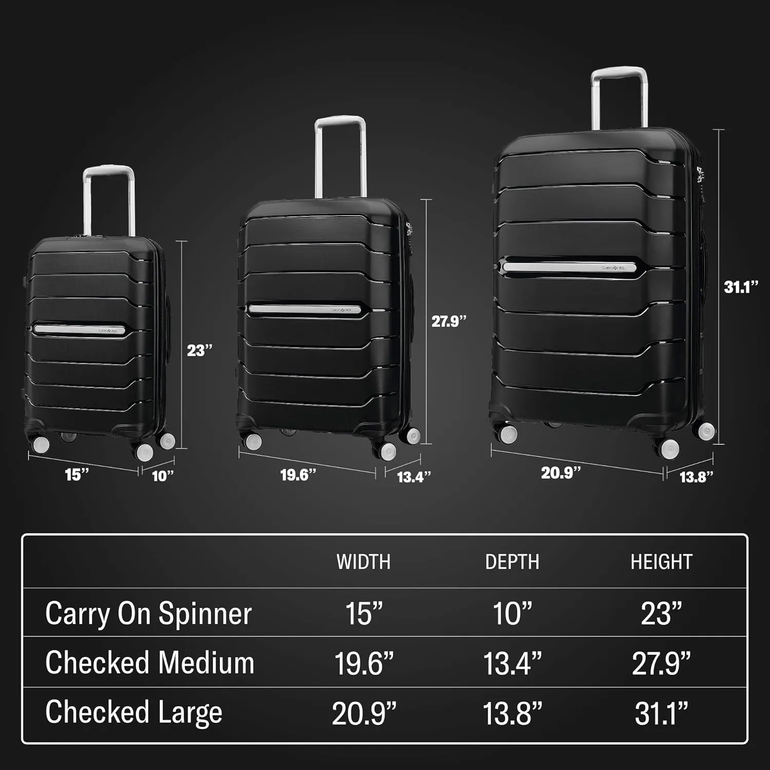 Samsonite Freeform Hardside Expandable with Double Spinner Wheels, Black, 2-Piece Set (21/28)