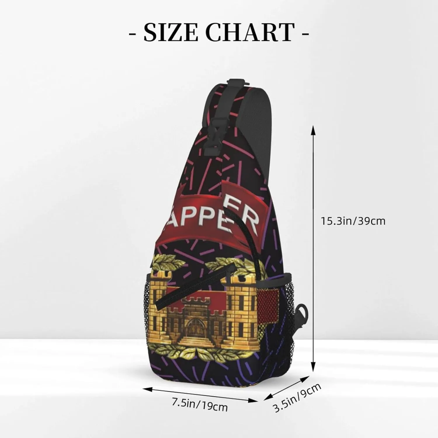 Sapper Tab W Combat Engineer Badge Crossbody For Men Women Sling Chest Bag Shoulder Bag Lightweight One Strap Backpack Multipurpose Travel Hiking Daypack
