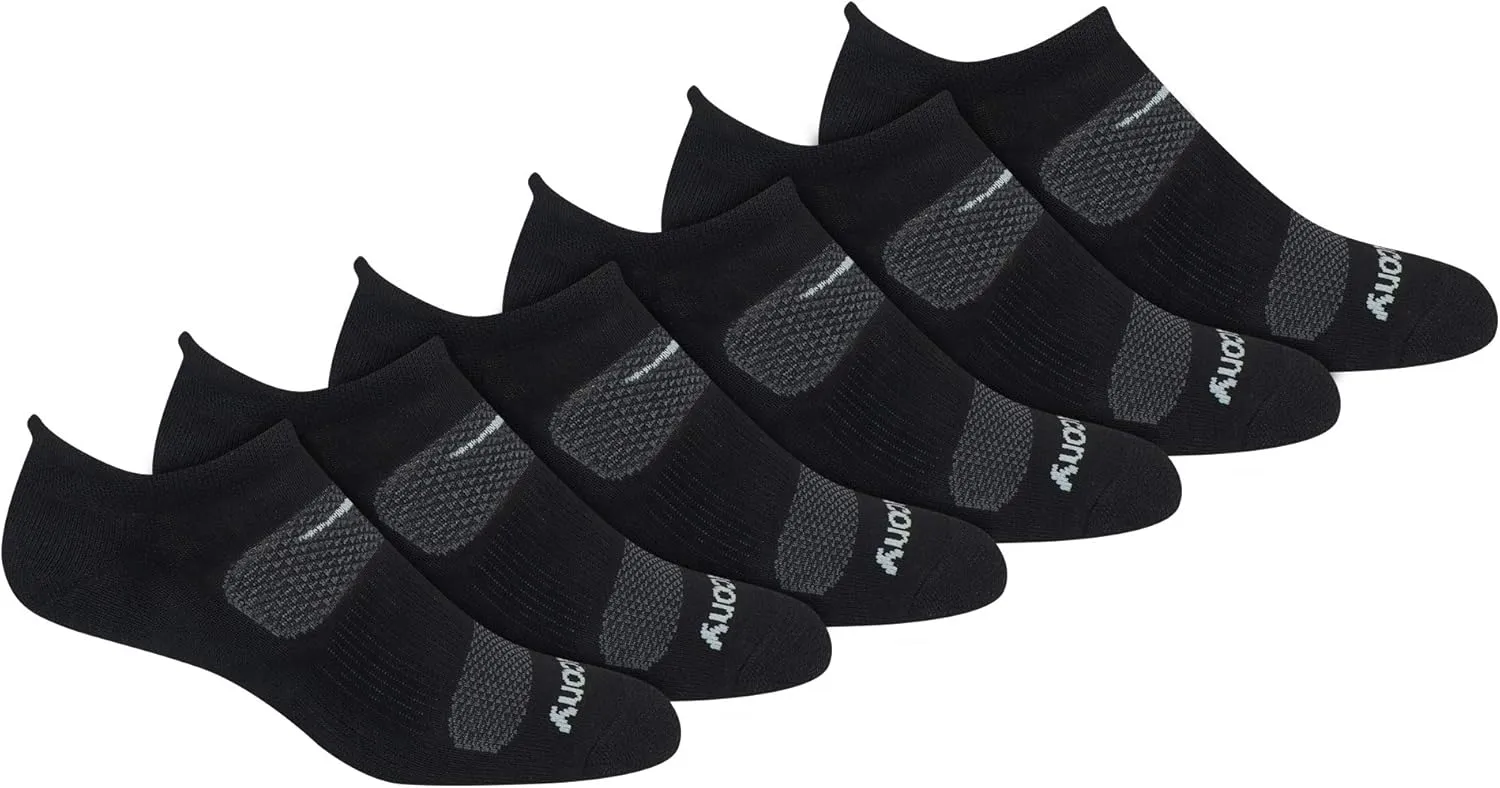 Saucony Men's RunDry Mesh Ventilating Comfort Fit Performance Tab Socks, Multipack
