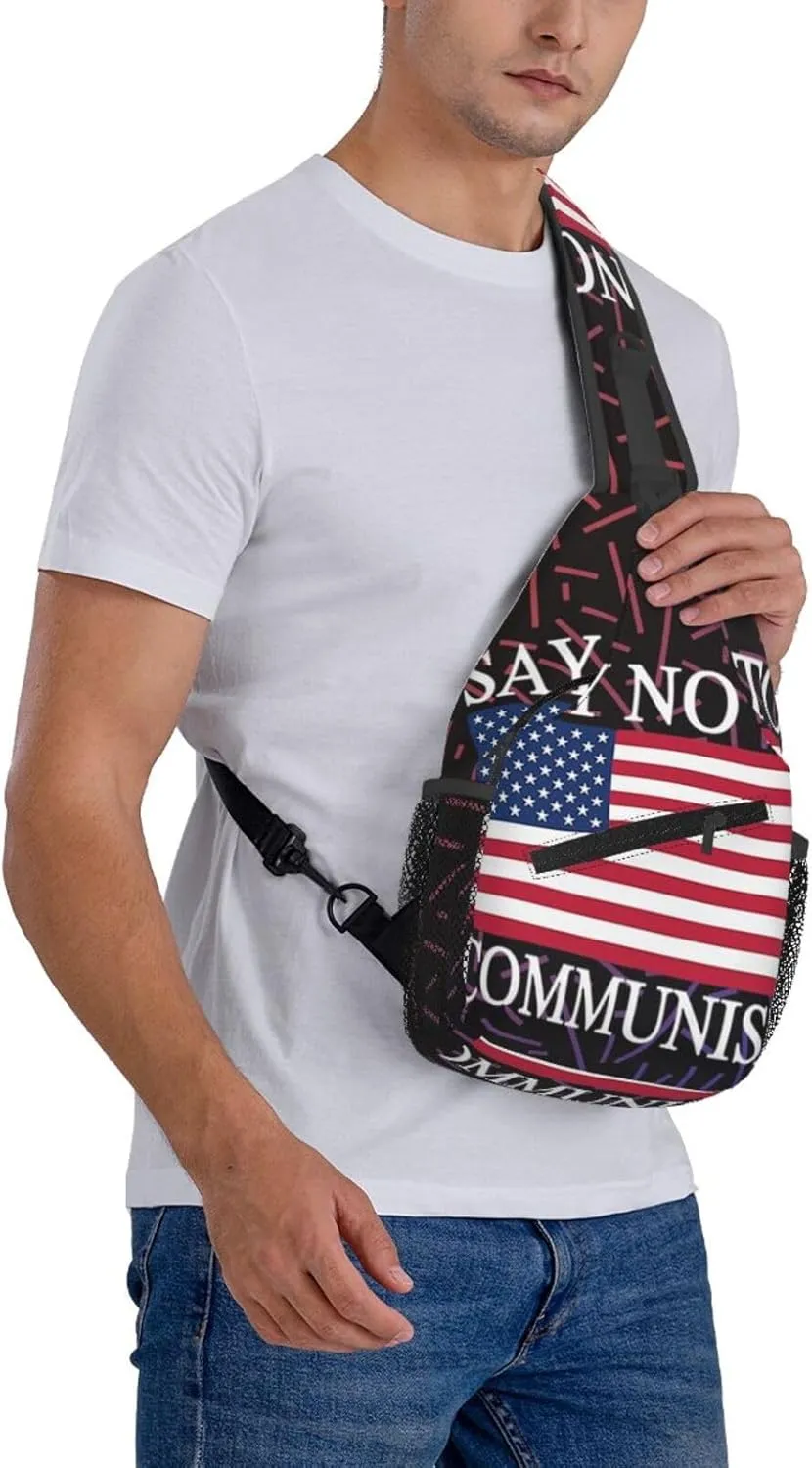 Say No To Communism Crossbody For Men Women Sling Chest Bag Shoulder Bag Lightweight One Strap Backpack Multipurpose Travel Hiking Daypack