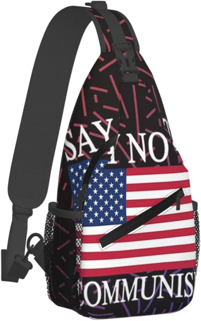 Say No To Communism Crossbody For Men Women Sling Chest Bag Shoulder Bag Lightweight One Strap Backpack Multipurpose Travel Hiking Daypack