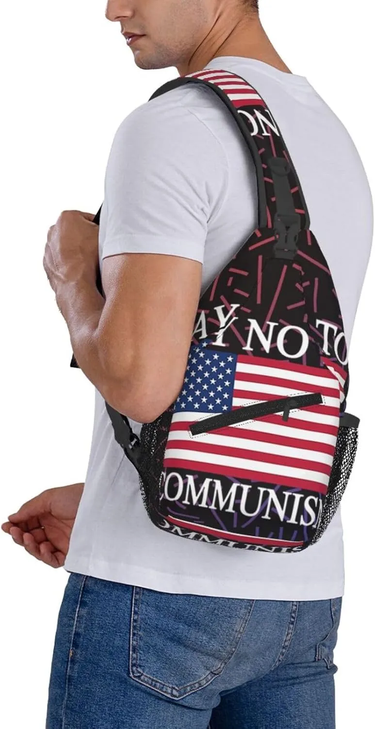 Say No To Communism Crossbody For Men Women Sling Chest Bag Shoulder Bag Lightweight One Strap Backpack Multipurpose Travel Hiking Daypack