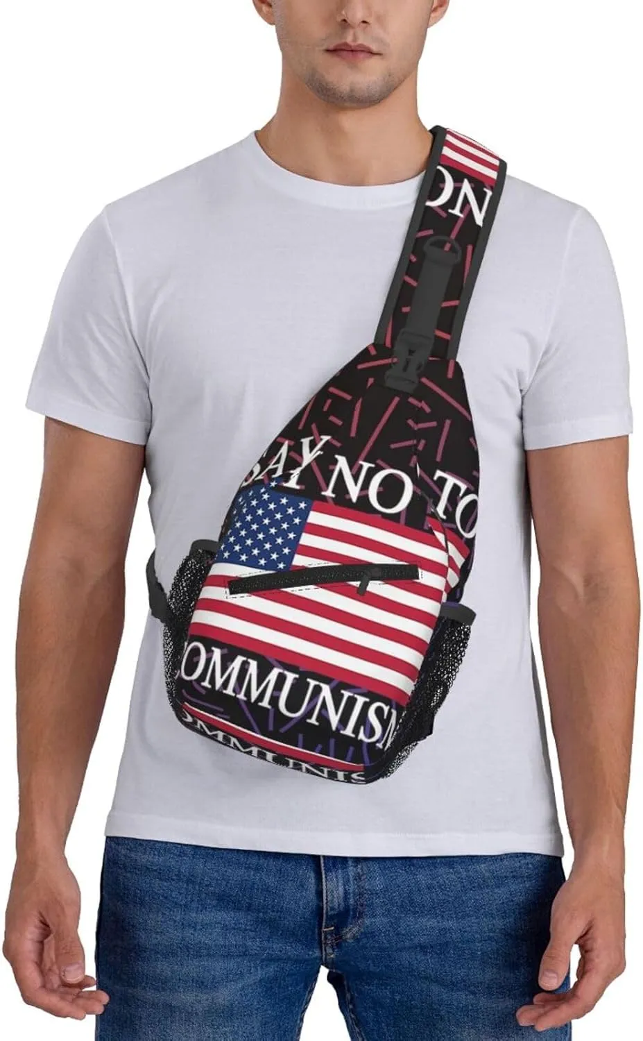 Say No To Communism Crossbody For Men Women Sling Chest Bag Shoulder Bag Lightweight One Strap Backpack Multipurpose Travel Hiking Daypack