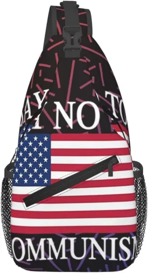 Say No To Communism Crossbody For Men Women Sling Chest Bag Shoulder Bag Lightweight One Strap Backpack Multipurpose Travel Hiking Daypack
