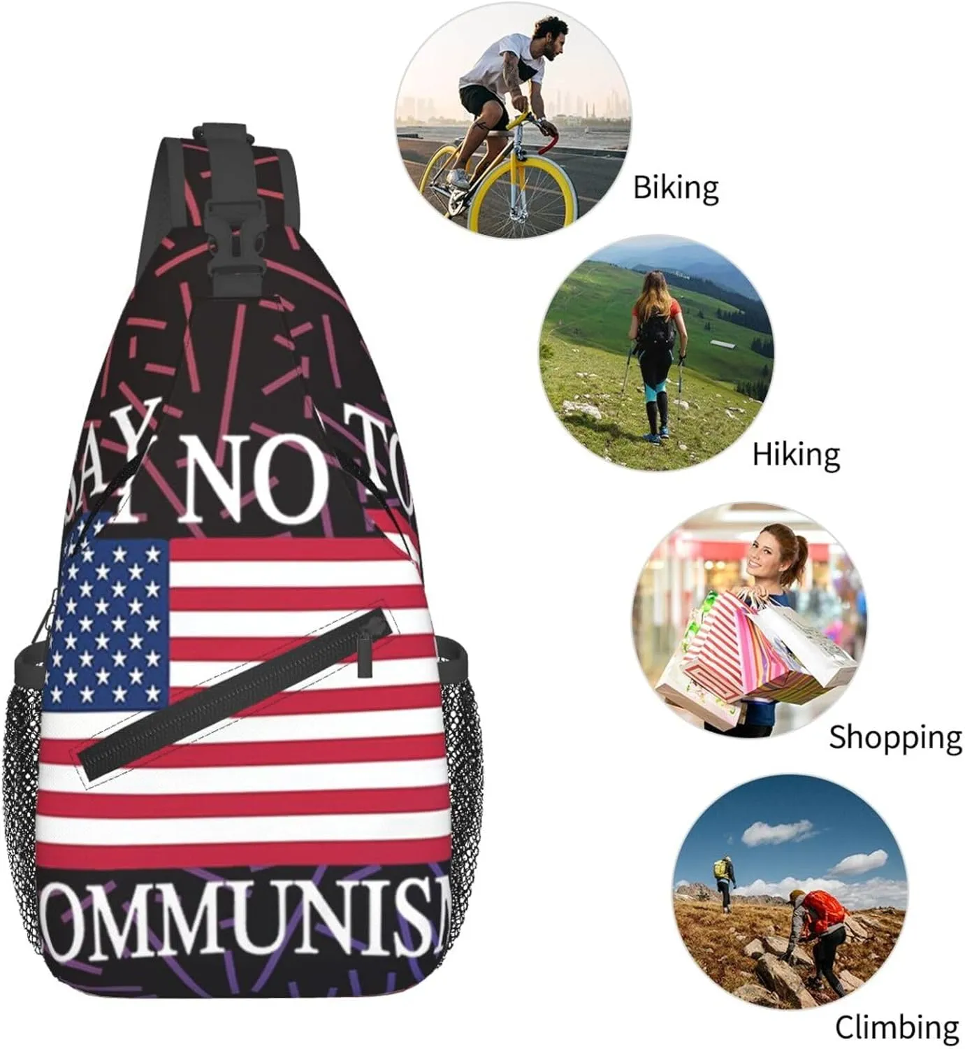 Say No To Communism Crossbody For Men Women Sling Chest Bag Shoulder Bag Lightweight One Strap Backpack Multipurpose Travel Hiking Daypack