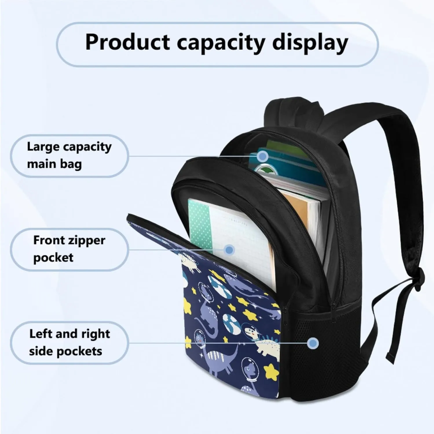 School Backpack Dinosaur, Backpacks for 3rd Grade Boys Back to School 4 PCS Set Pencil Case and Water Bottle Holder Lunch Bag Art Study Supplies for Kids Back to School