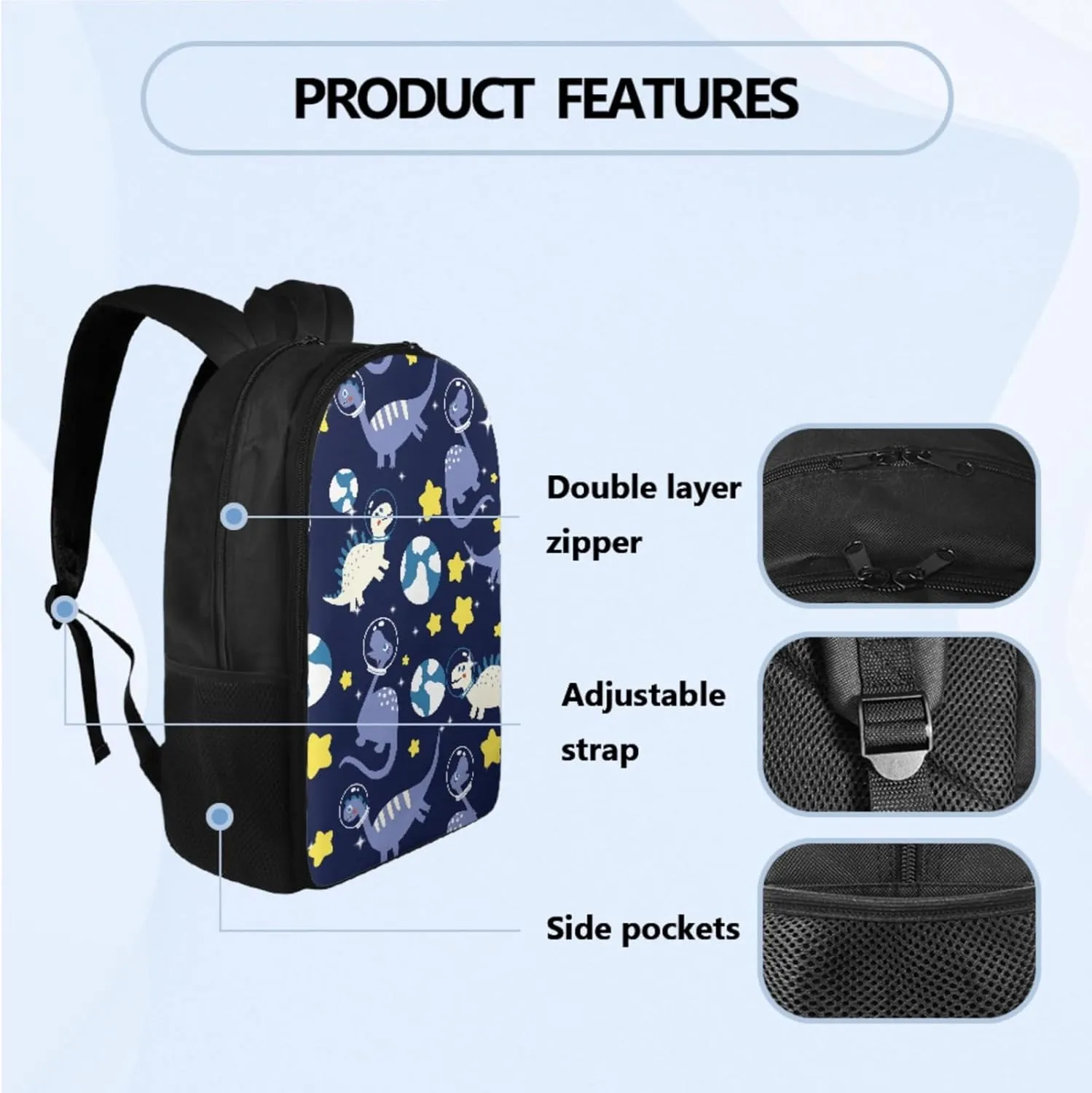 School Backpack Dinosaur, Backpacks for 3rd Grade Boys Back to School 4 PCS Set Pencil Case and Water Bottle Holder Lunch Bag Art Study Supplies for Kids Back to School