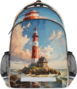 Sea Backpack for Boys Girls Kids Schoolbag Children School Bookbag,Women Men Casual Daypack Students College Bookbags Lighthouse Travel Bags