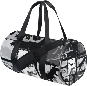 Seamless Dinosaurs White Black Patchwork Portable Gym Bag, Travel Bag, Luggage bag, Sports Bag, Toiletry Bag with Handles, Detachable Shoulder Strap 17.6 x 9 x 9 inch