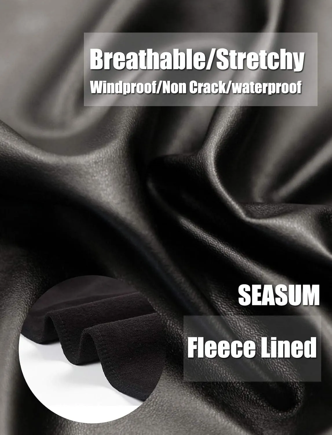 SEASUM Women's Faux Leather Leggings Pants PU Elastic Shaping Hip Push Up Black Sexy Stretchy High Waisted Tights