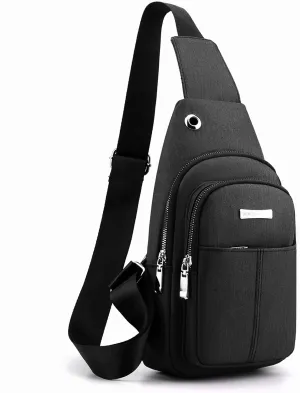 Seoky Rop Sling Bag for Men Women Crossbody Waterproof Travel Chest Bags Sling Backpack for Walking Hiking Black
