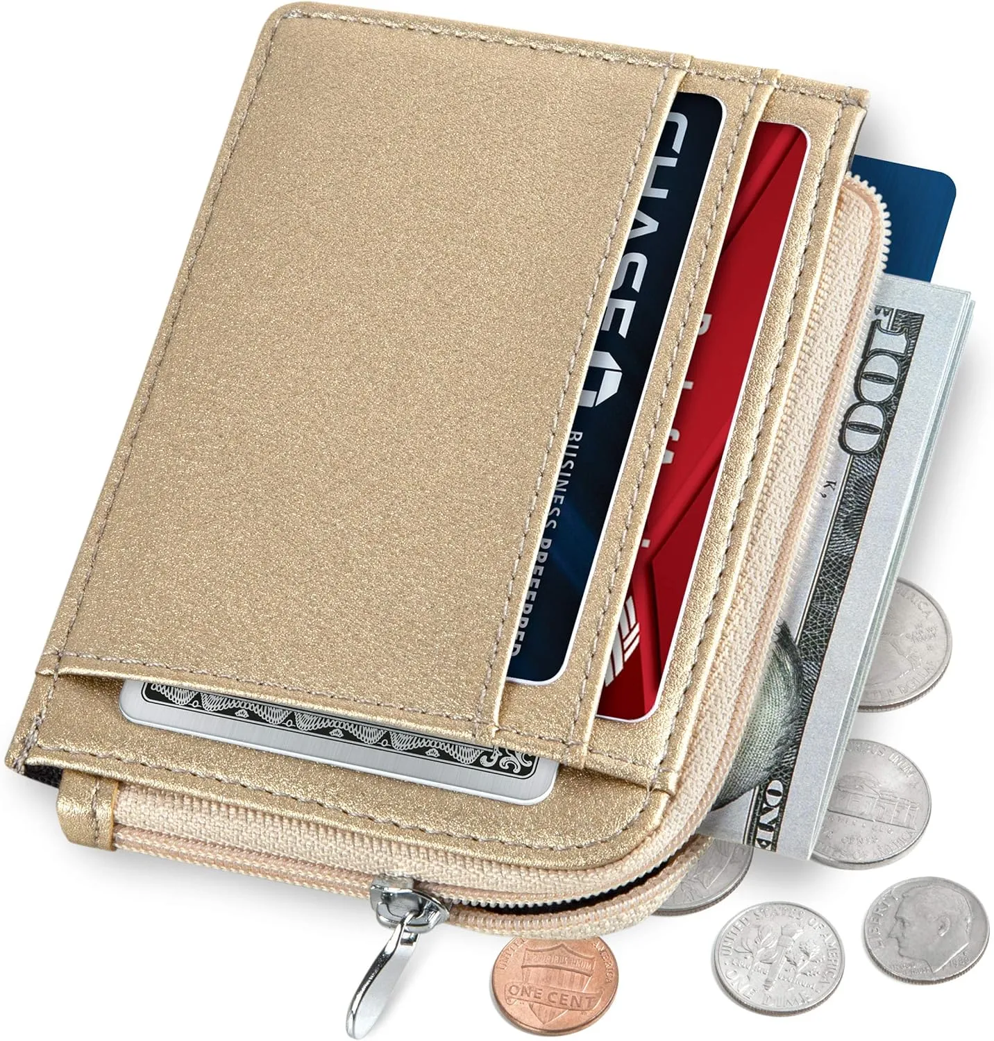 SERMAN BRANDS Wallet Women Zipper Rfid Blocking Small Compact Luxury Leather Pocket Wallet Ladies Mini Purse Credit Card Holder - Compact