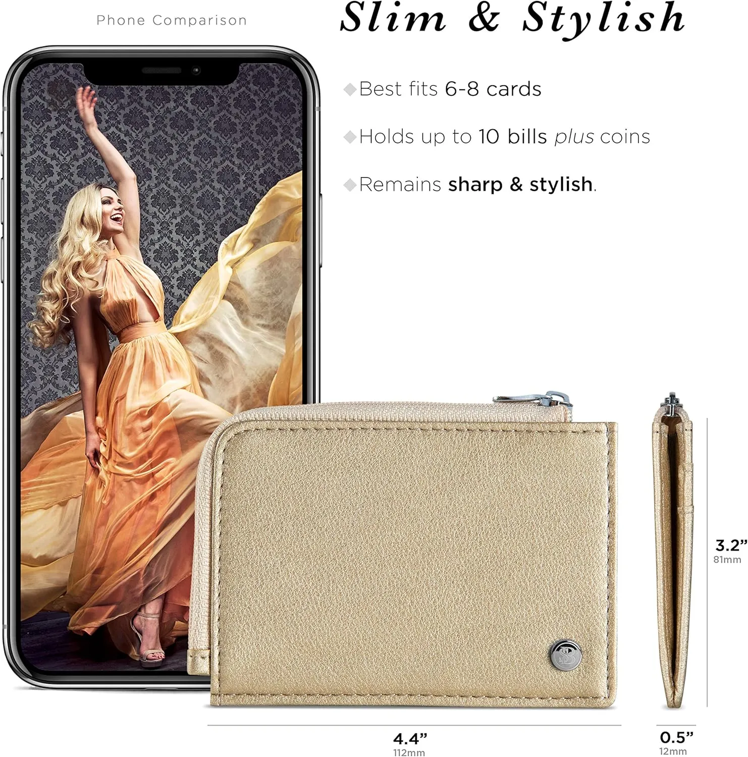 SERMAN BRANDS Wallet Women Zipper Rfid Blocking Small Compact Luxury Leather Pocket Wallet Ladies Mini Purse Credit Card Holder - Compact
