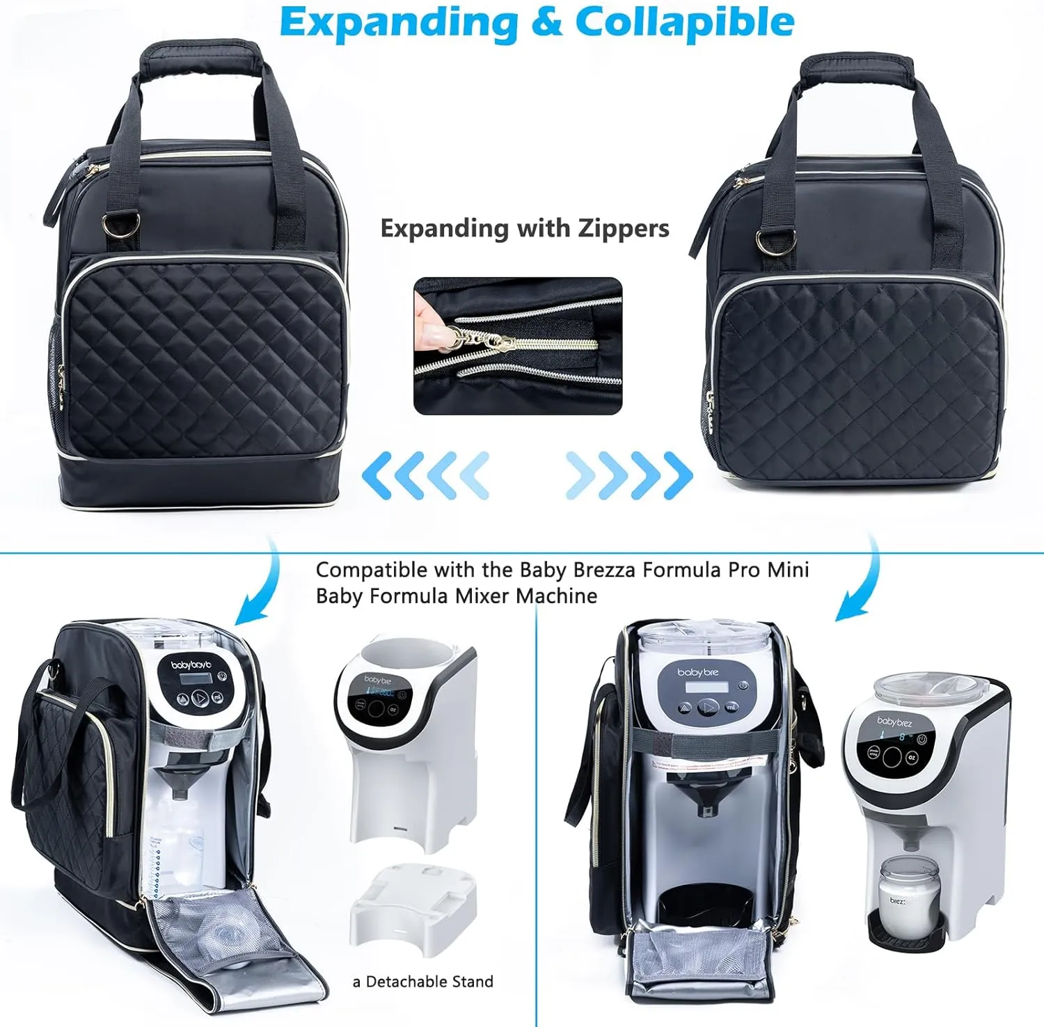 SFYBYHEART Carrying Case Compatible with Baby Brezza Formula Pro Mini Baby Formula Mixer Machine Carrying Bag - Baby Formula Mixer Travel Bag with Pockets for Baby Essential, Pumps, Baby Bottles
