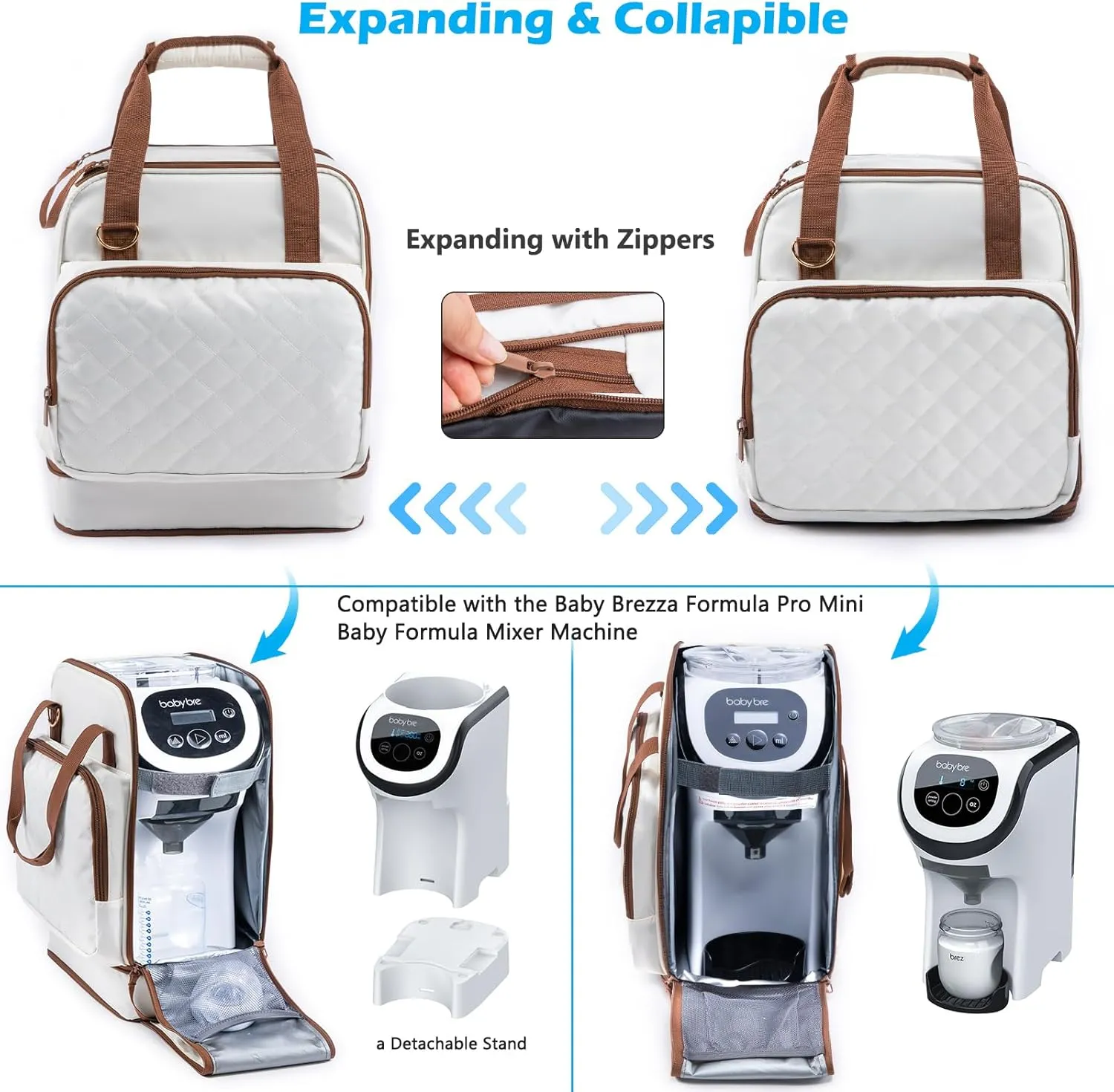 SFYBYHEART Carrying Case Compatible with Baby Brezza Formula Pro Mini Baby Formula Mixer Machine Carrying Bag - Baby Formula Mixer Travel Bag with Pockets for Baby Essential, Pumps, Baby Bottles