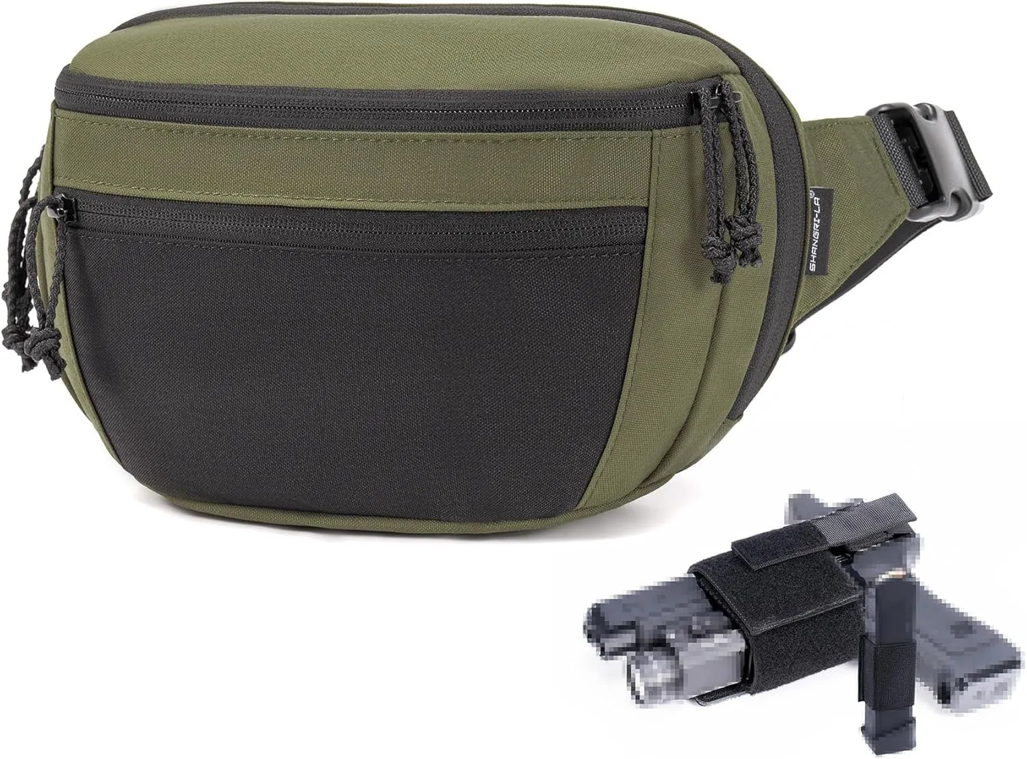 SHANGRI-LA Tactical Fanny Pack for Men and Women, Low-Profile Waist Bag, Holster Included, Multi-Use for Hiking, Travel, EDC