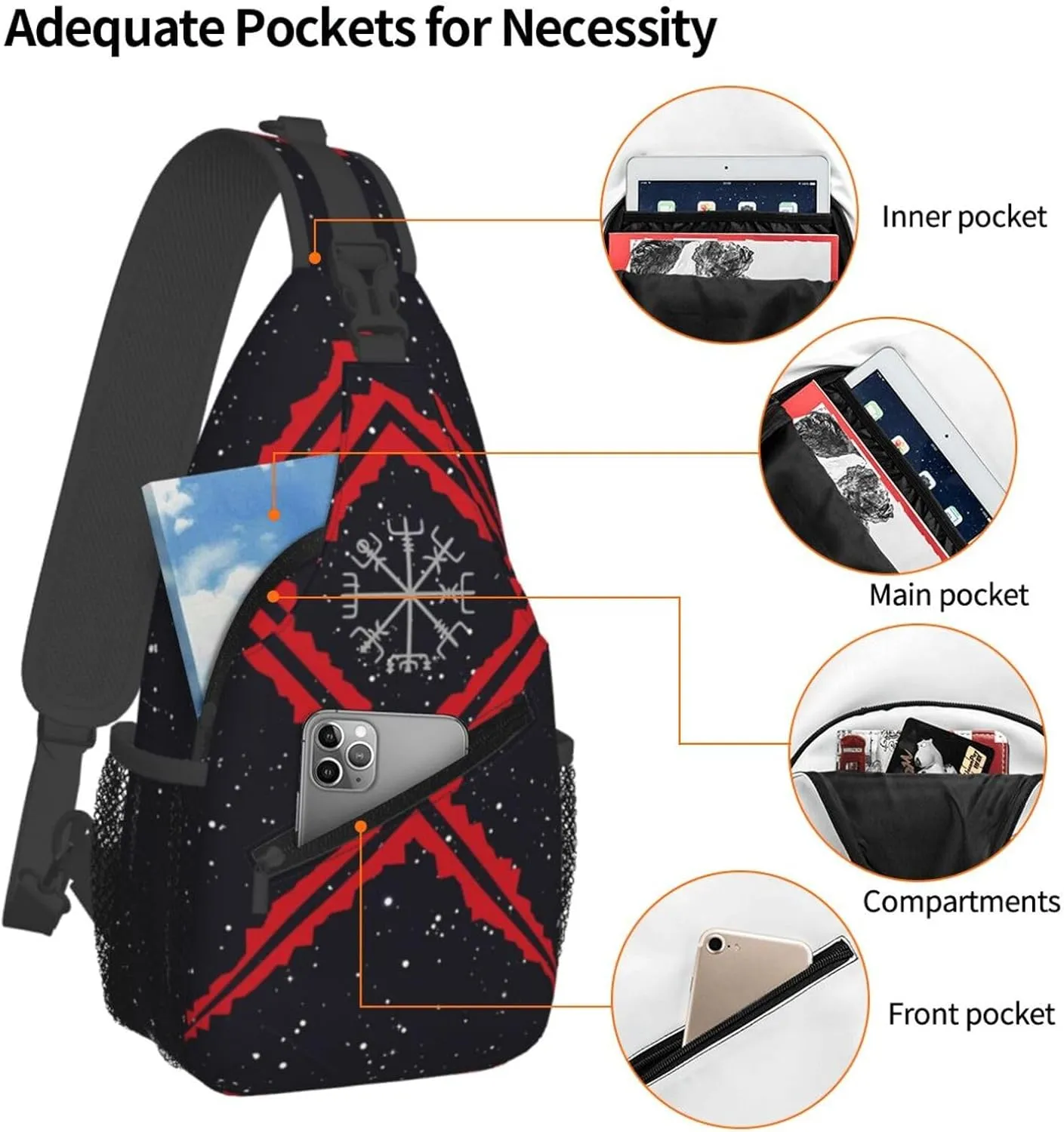 Shark Crossbody Bags Men Cross Chest Bag Women Adjustable Sling Backpack Shoulder Bag