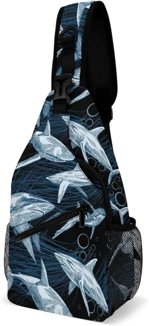 Sharks Sling Backpack Man Womans Crossbody Backpack Chest Bag Running Daypack Shoulder Bag Casual Daypacks Sports Backpacks