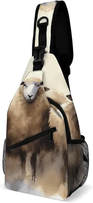 Sheeps Watercolor Crossbody Sling Bag for Women Men Sling Backpack Travel Chest Bag Pack Man Purse Shoulder Bags Daypack for Travel Hiking Cycling