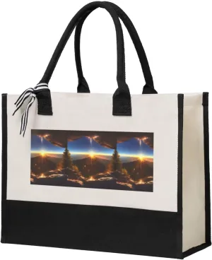 Shining Overlook print Canvas Present Shopping Bag, women's present canvas handbag, canvas beach bag