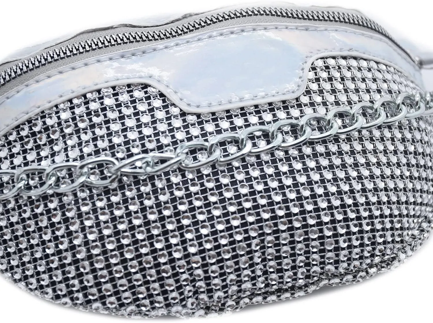 Shiny Rhinestones Crystal Waist Bag Fanny Pack for Women Girls Small Belt Bum Bag Crossbody Cell Phone Pouch for Party Beach Travel
