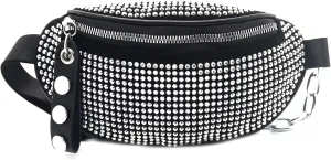 Shiny Rhinestones Crystal Waist Bag Fanny Pack for Women Girls Small Belt Bum Bag Crossbody Cell Phone Pouch for Party Beach Travel