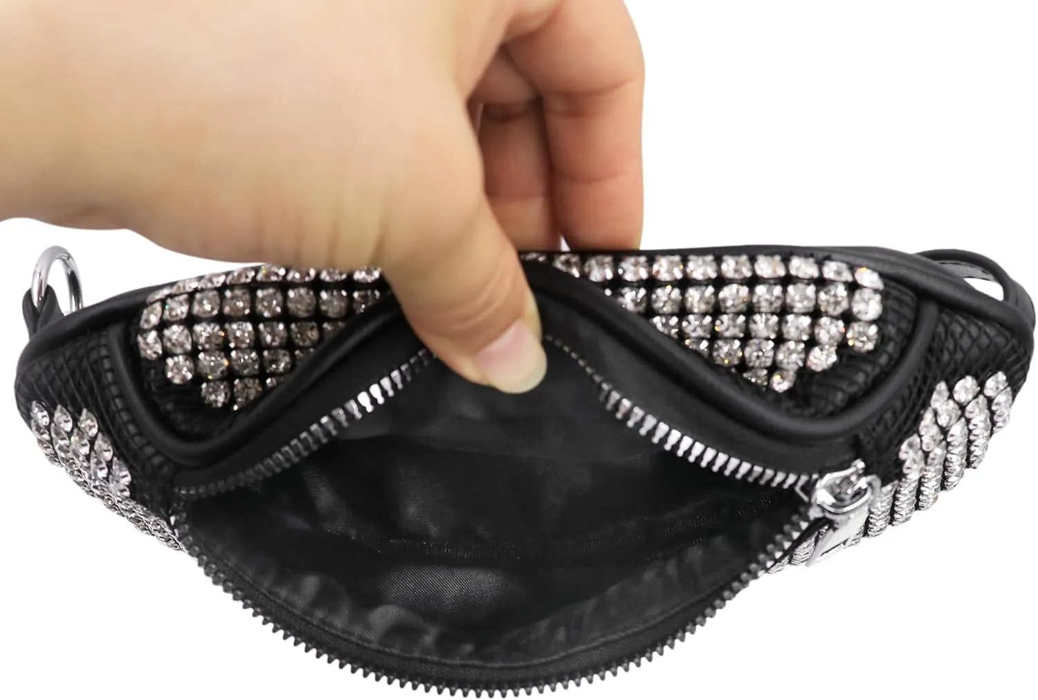 Shiny Rhinestones Waist Bag Fanny Pack for Women Girls Small Belt Bum Bag Crossbody Pouch for Party Travel,Black 3#