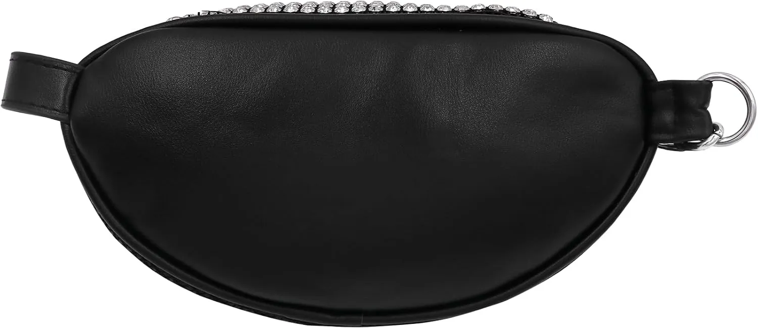 Shiny Rhinestones Waist Bag Fanny Pack for Women Girls Small Belt Bum Bag Crossbody Pouch for Party Travel,Black 3#