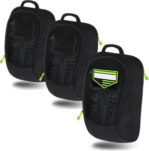 Shoe Bag Golf Travel Soccer Gym Sport with Side Accessory Outside Pocket for Socks Shoe Pouch Portable Large Shoe Storage Bag for Packing Zippered (all black)