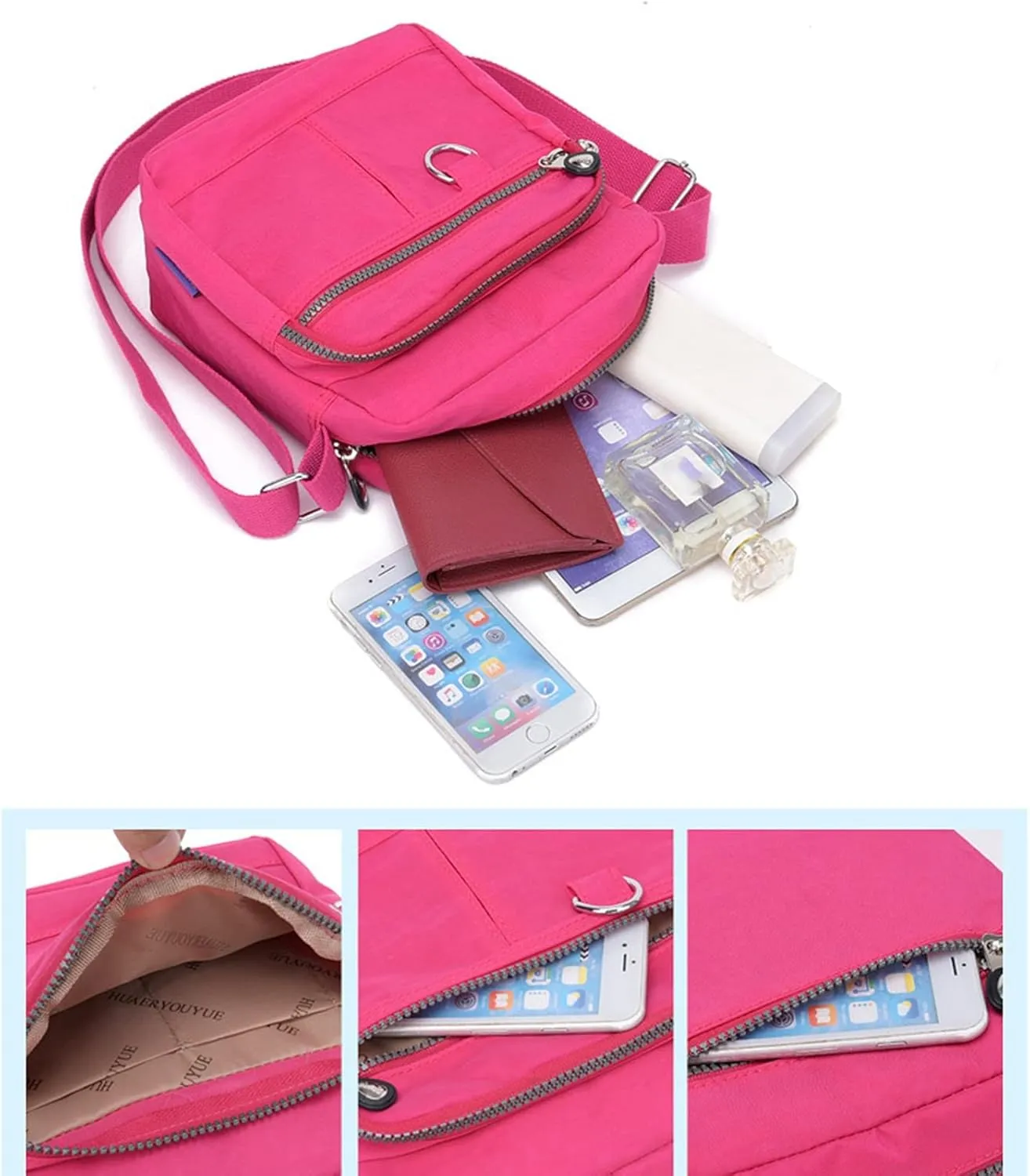 Shoulder Bags for Men Casual Nylon Purse Handbag Crossbody Bags Shoulder Bag Handbag For Women Small (Black, One Size)