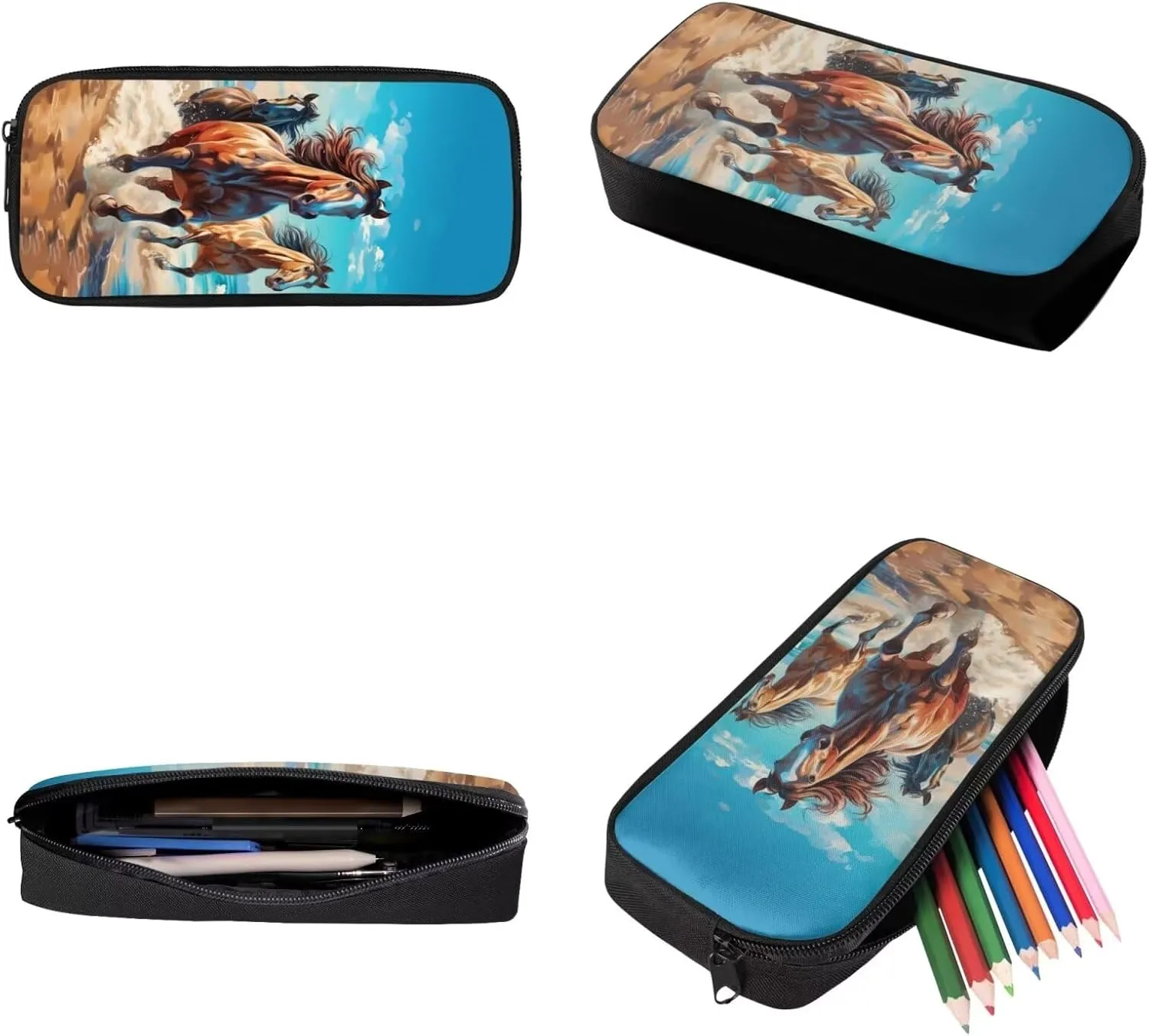 Showudesigns Horse Backpack for Teens Girls 11-14/10-12 Boys Backpacks for Elementary Middle School Bookbag School Bag Lunch Box Pencil Case Kids Bookbags 3Rd-6Th Grade Back To School Set 3 In 1