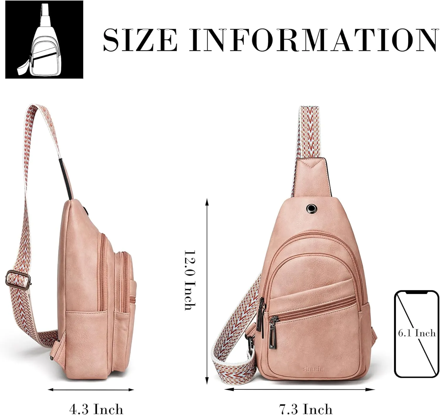 Shrrie Sling Bag Crossbody Bag for Women Vegan Leather Fanny Pack Women Small Travel Purse Chest Waist Bag For Daily Use
