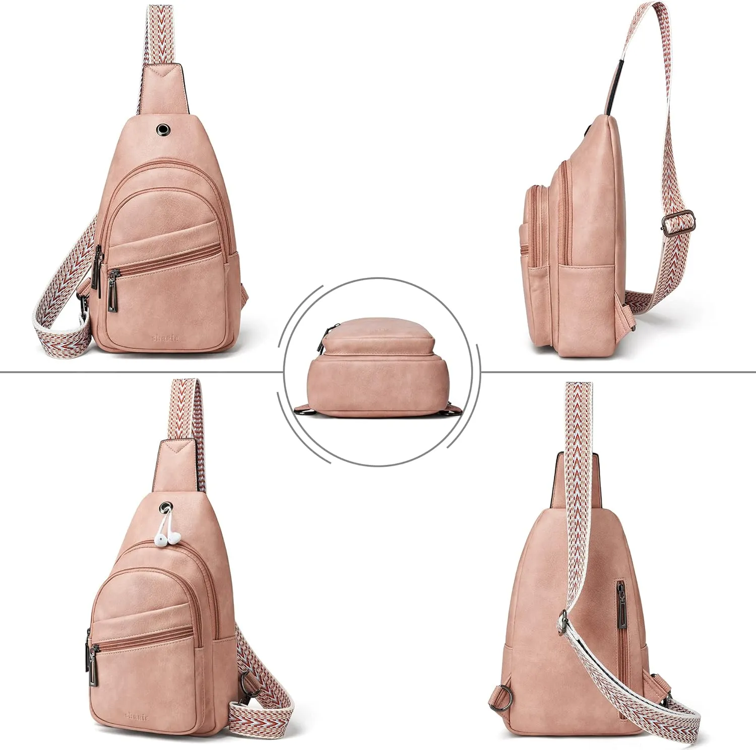 Shrrie Sling Bag Crossbody Bag for Women Vegan Leather Fanny Pack Women Small Travel Purse Chest Waist Bag For Daily Use