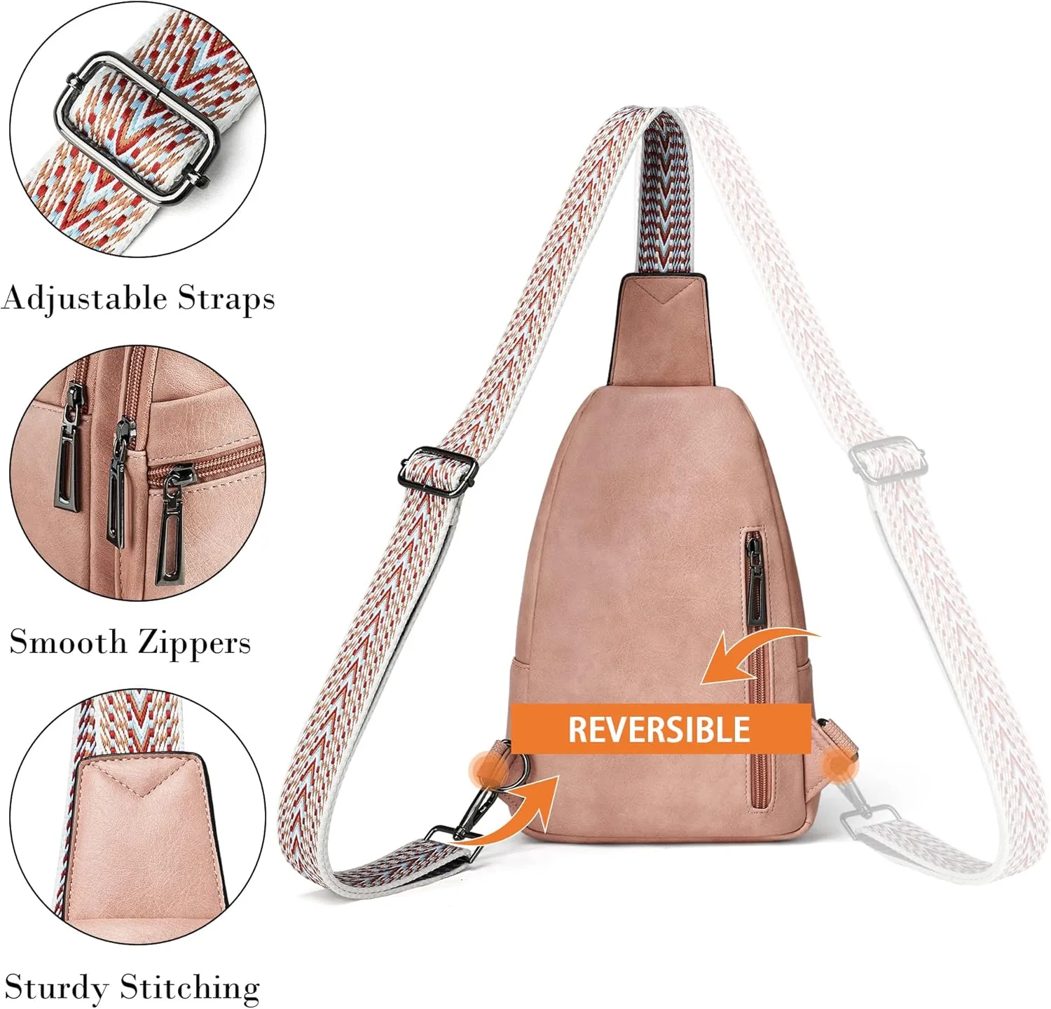Shrrie Sling Bag Crossbody Bag for Women Vegan Leather Fanny Pack Women Small Travel Purse Chest Waist Bag For Daily Use
