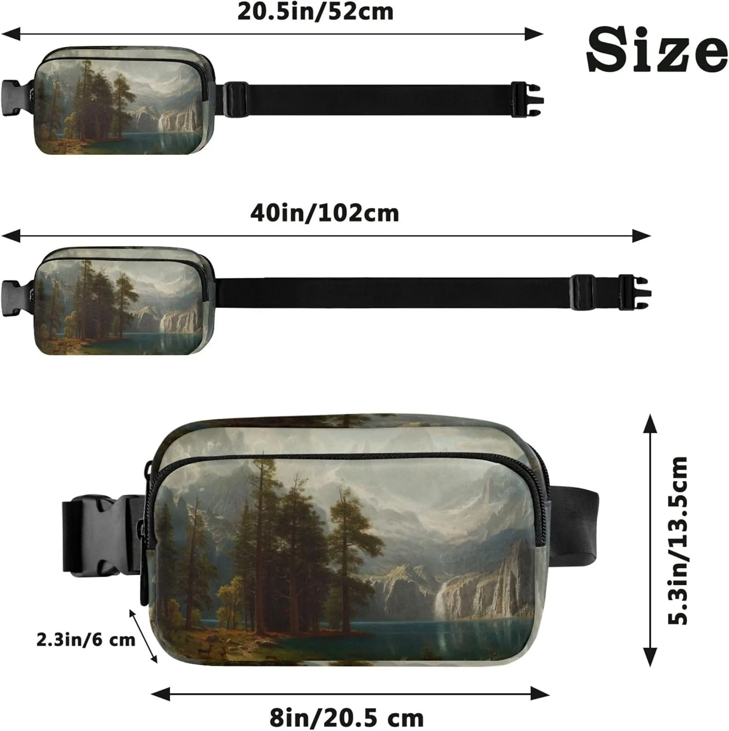 Sierra Nevada Albert Bierstadt Painting Fanny Packs for Women Waterproof Hip Pack Belt Pouch Cute Crossbody Waist Pack