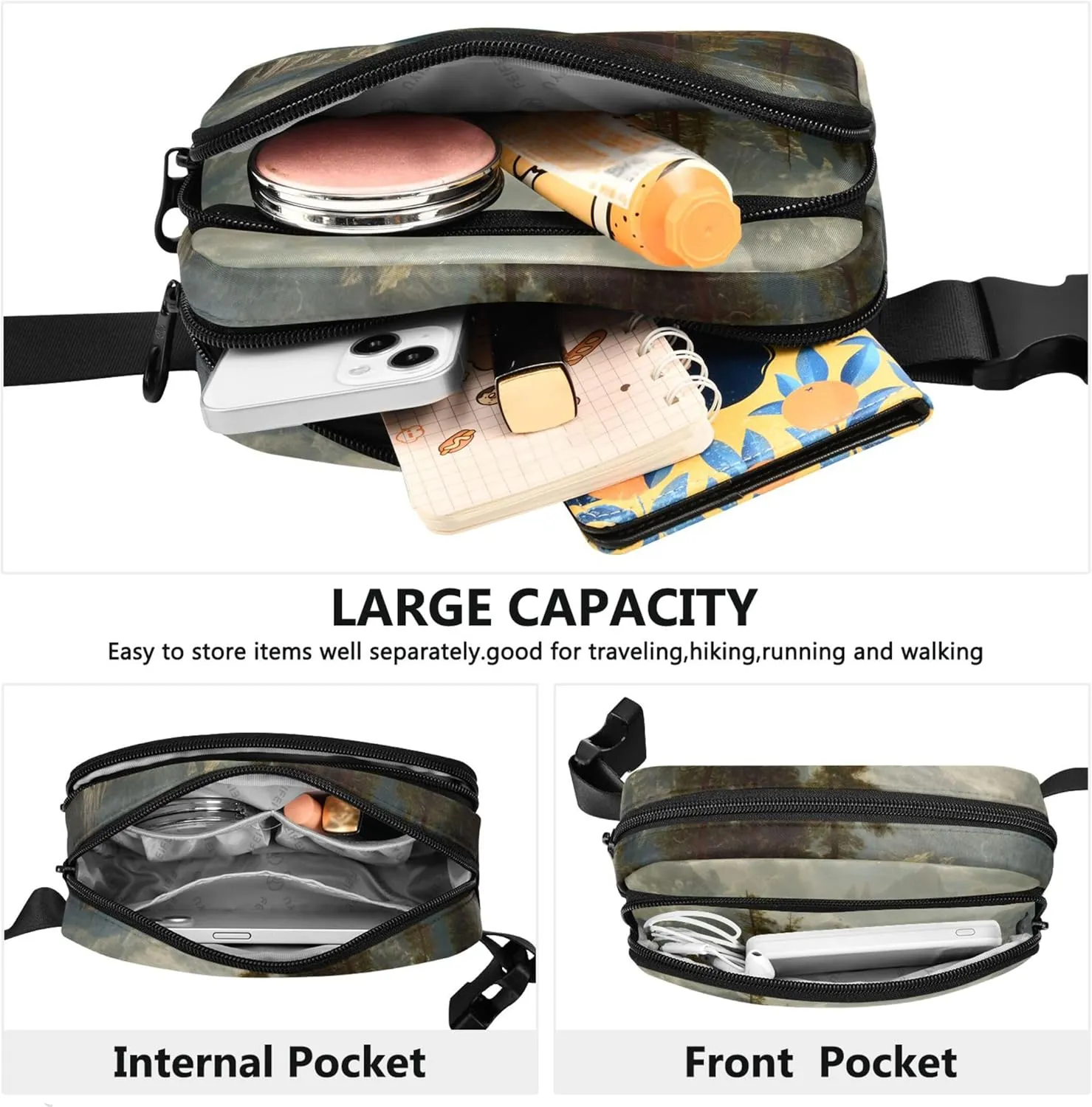 Sierra Nevada Albert Bierstadt Painting Fanny Packs for Women Waterproof Hip Pack Belt Pouch Cute Crossbody Waist Pack
