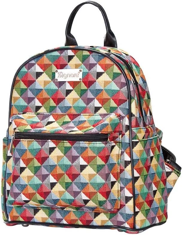 Signare Tapestry Women Backpack Rucksack Casual Daypack Multi-colored Triangle (DAPK-MTRI)