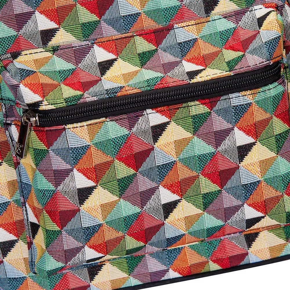 Signare Tapestry Women Backpack Rucksack Casual Daypack Multi-colored Triangle (DAPK-MTRI)