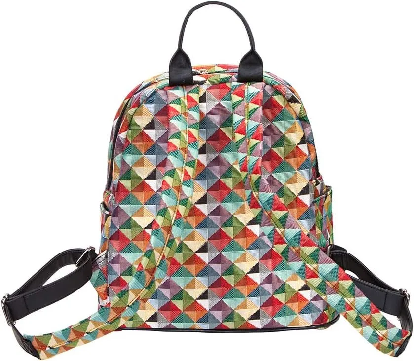 Signare Tapestry Women Backpack Rucksack Casual Daypack Multi-colored Triangle (DAPK-MTRI)