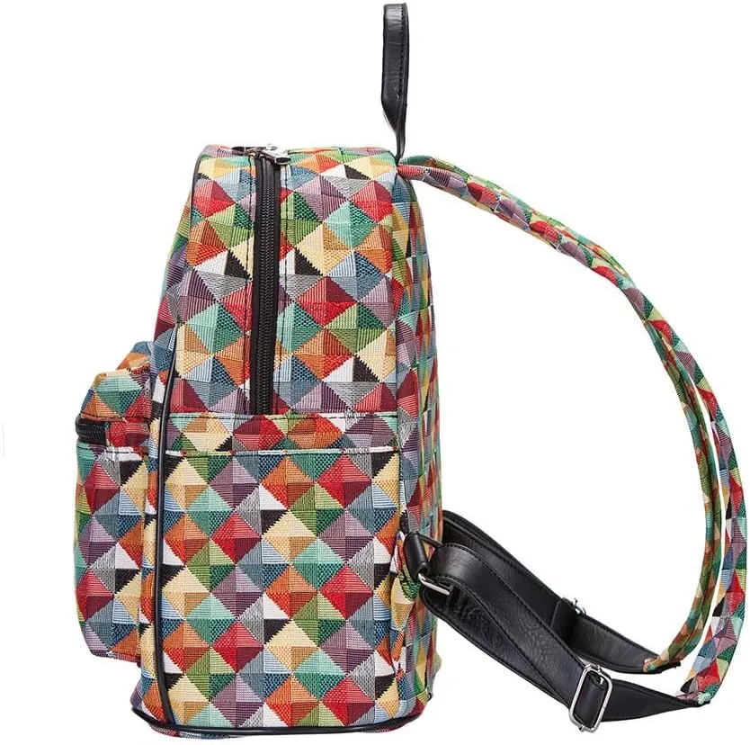 Signare Tapestry Women Backpack Rucksack Casual Daypack Multi-colored Triangle (DAPK-MTRI)