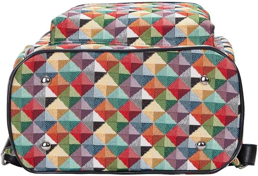 Signare Tapestry Women Backpack Rucksack Casual Daypack Multi-colored Triangle (DAPK-MTRI)