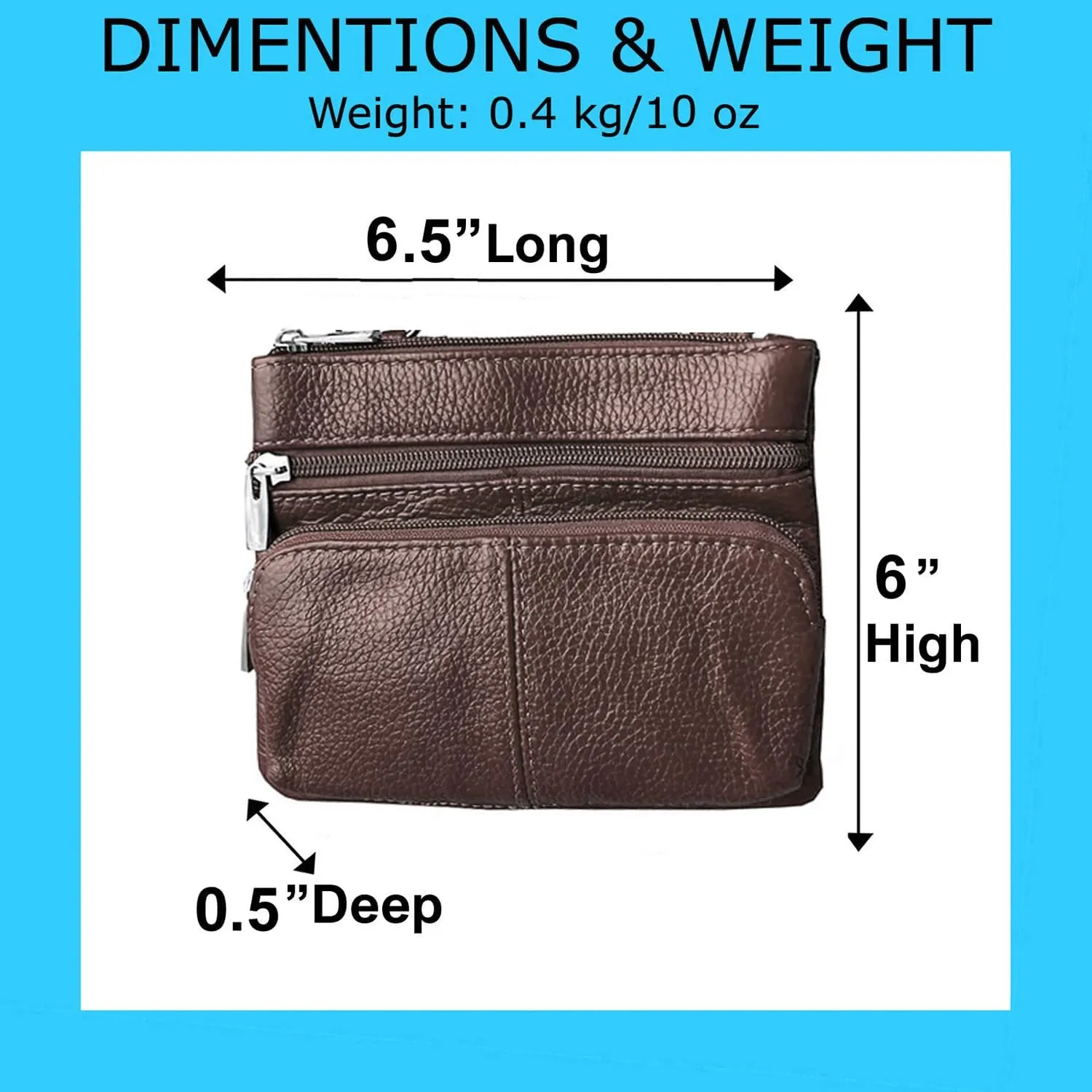 Silver Fever® Leather Bike Rider Accordion Bag Cross Body Belt Phone Pack Pouch (Brown w Pck)