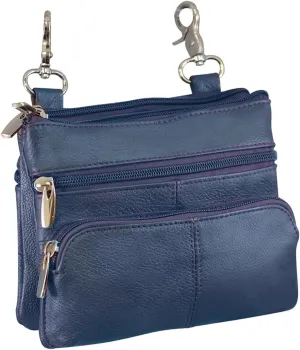 SILVERFEVER Leather Bike Rider Accordion Bag Cross Body Belt Phone Pack Pouch