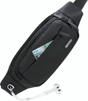 SINNO Large Crossbody Fanny Pack for Women Men Belt Bag With 4-Zipper Pockets for Travel Running Hiking Workout Dog Walking Outdoors Sport Fishing Waist Pack Bag Carrying All Phones