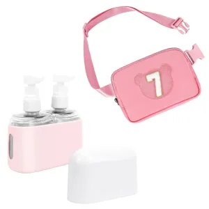 Skycase Crossbody Belt Bag and Tsa Approved Travel Bottles, fanny packs for women with Personalized DIY Num, 2 in 1 Liquid Bottles Containers with Labels and Funnel Airplane Accessories Kits for Lotio
